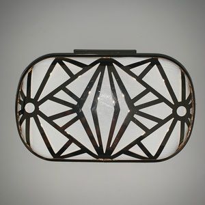Aldo White and Gold Geometric Clutch Purse